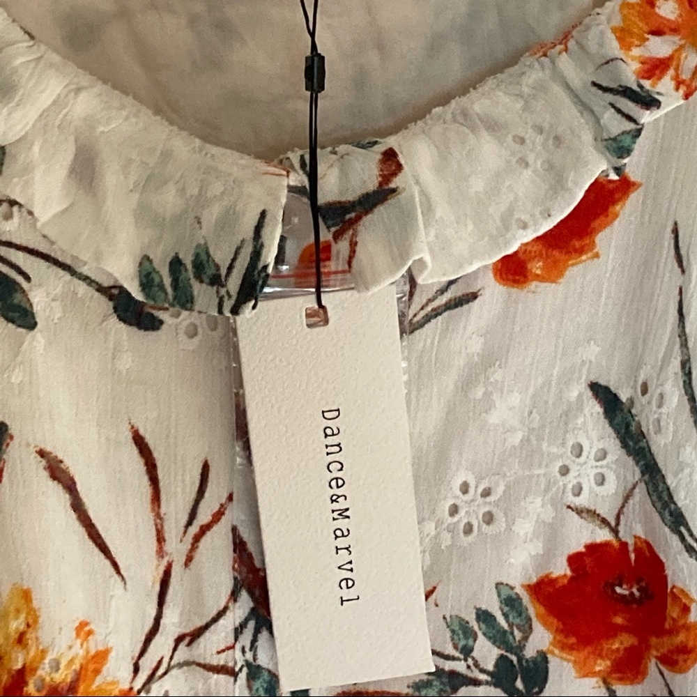 Floral Ruffle Button Up Cold Shoulder Shift Dress - Picture 9 of 11